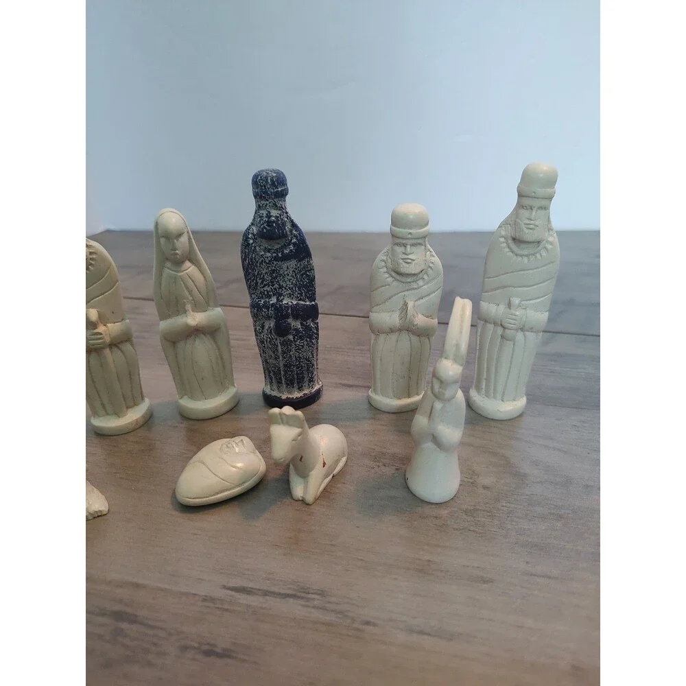 12 Piece Soap Stone Nativity Set Hand Carved African Folk Art Christmas